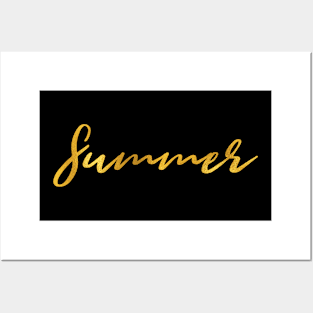 Summer Name Hand Lettering in Faux Gold Letters Posters and Art